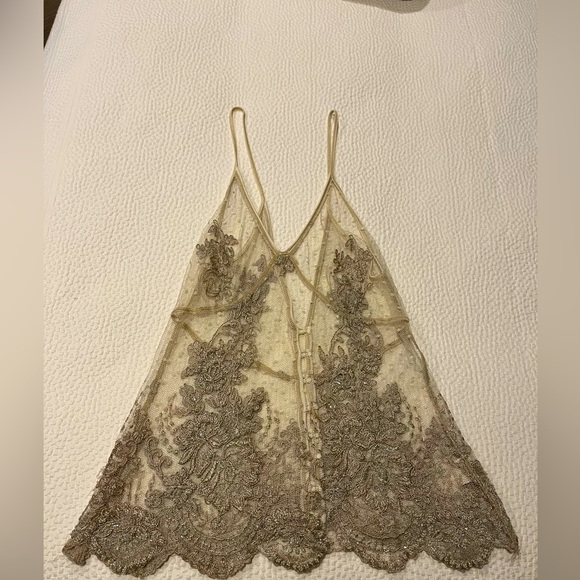 Tops - Lace embroidered tank top, goes over a solid tank, hits at the natural waist